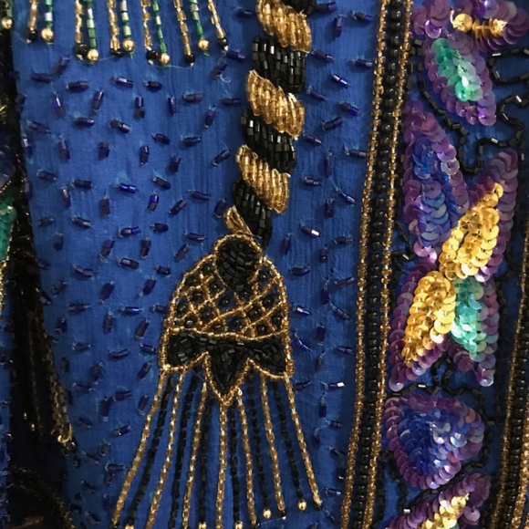 Rina Z Vintage Large, Gold/Blue Sequin Jacket/Blazer - Picture 5 of 6
